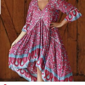 Paisley bell sleeve baby-doll dress